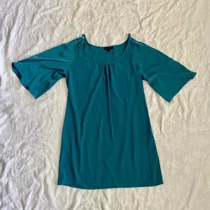 Teal Cold Shoulder Mini Dress